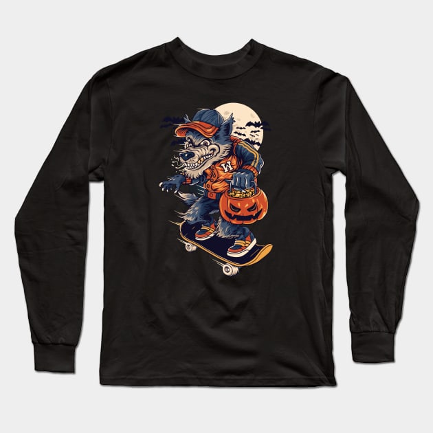 Werewolf Skater Long Sleeve T-Shirt by cocorf